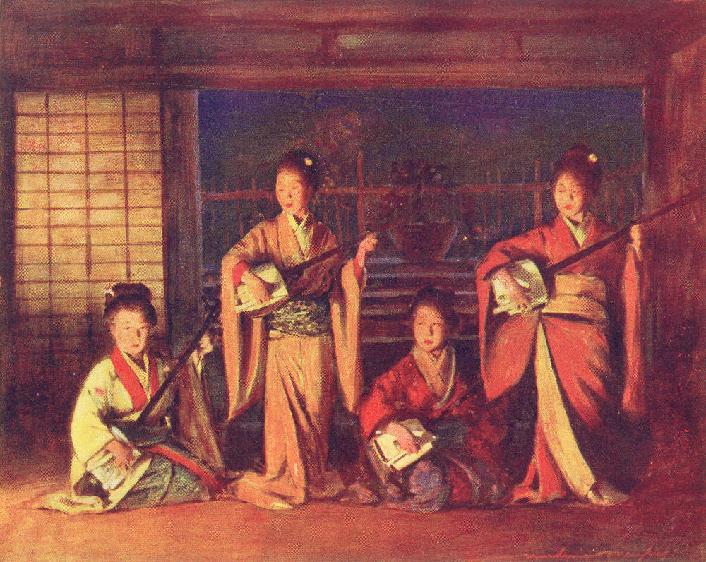 JAPAN. Geisha girls, Japan 1920 old antique vintage print picture